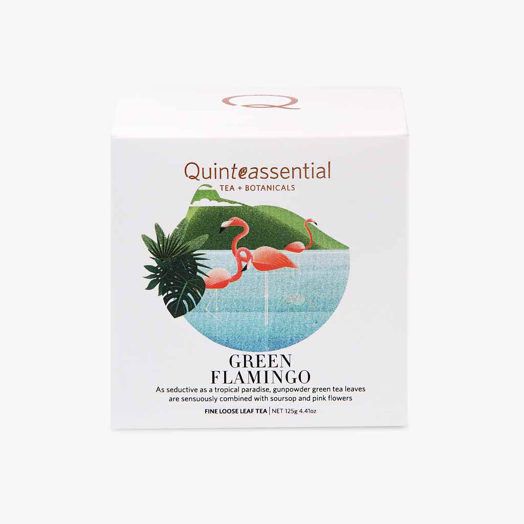 Green Flamingo Tea Bags and Loose Leaf tea by Quinteassential